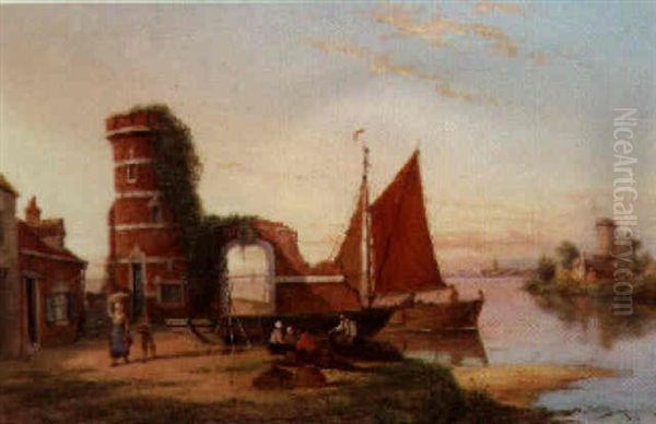 Schiedam On The Scheldt Oil Painting by William Raymond Dommersen