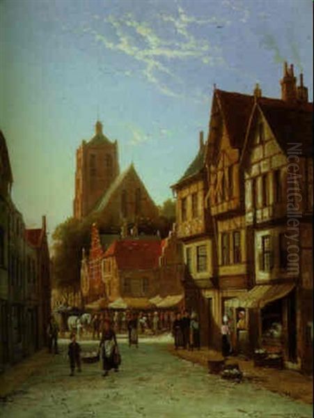 A View Of Malines, Belgium by William Raymond Dommersen