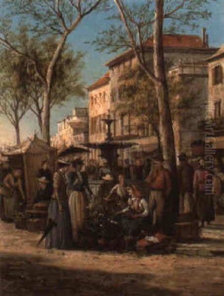 The Market Place Oil Painting by William Raymond Dommersen