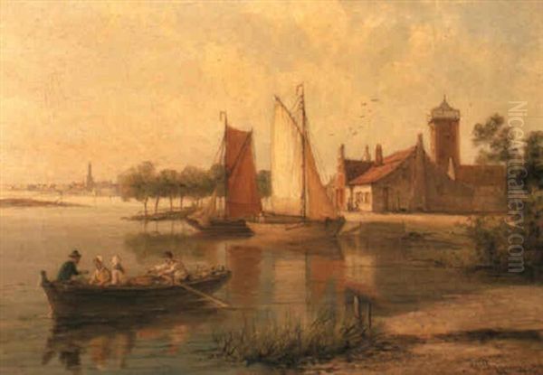 Ter Hannen On The Scheldt, Holland Oil Painting by William Raymond Dommersen