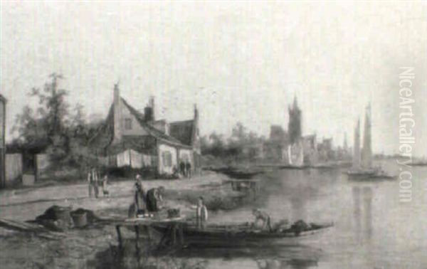 Kumpen, Holland Oil Painting by William Raymond Dommersen