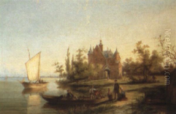 Zonnendoorp On The Sparnie, Holland Oil Painting by William Raymond Dommersen