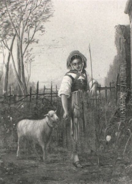 The Little Shepherdess Oil Painting by William Raymond Dommersen