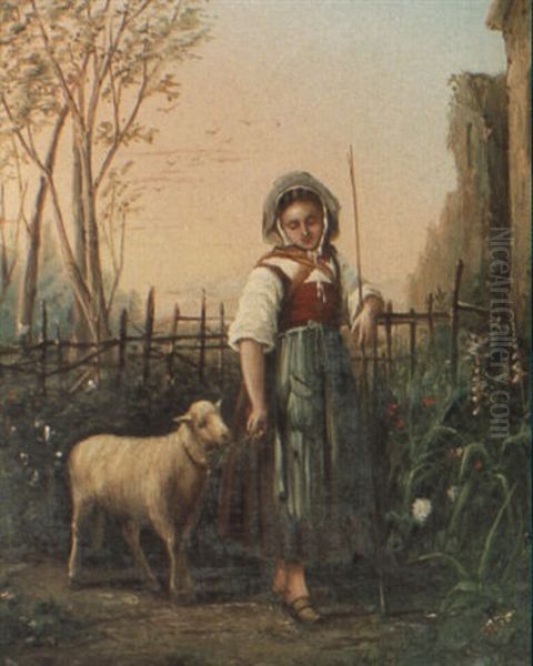 The Little Shepherdess Oil Painting by William Raymond Dommersen