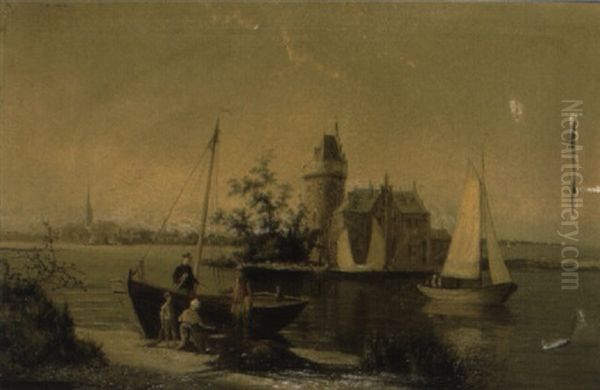 Zeretzee On The Scheldt, Holland Oil Painting by William Raymond Dommersen