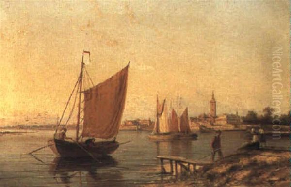 Edam On The Zuider Zee, Holland Oil Painting by William Raymond Dommersen