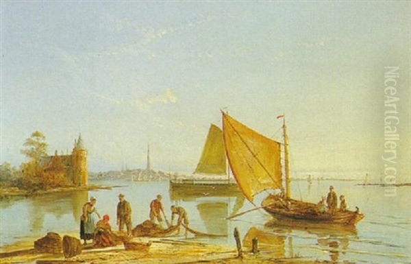 Vollerhoven On The Zuiderzee, Holland Oil Painting by William Raymond Dommersen