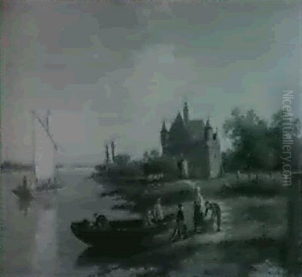 Zonnenberg On The Rhine Oil Painting by William Raymond Dommersen