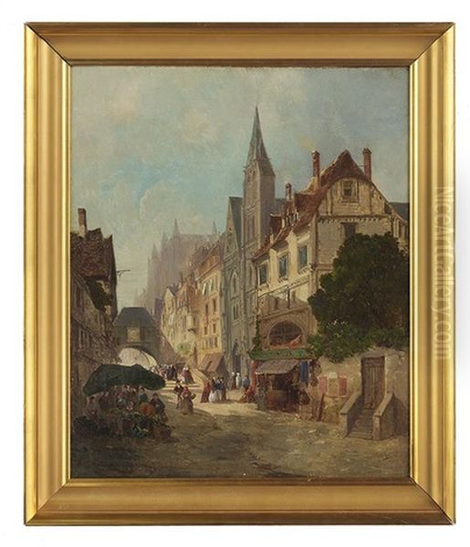 The Town Center Oil Painting by Pieter Cornelis Dommershuijzen