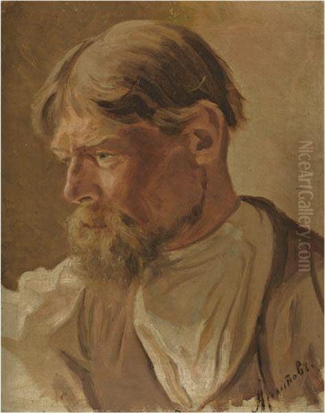 Portrait Of A Peasant Oil Painting by Abram Efimovich Arkhipov