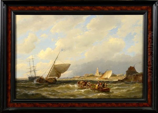 Near Edam On The Zuiderzee, Holland Oil Painting by Pieter Cornelis Dommershuijzen