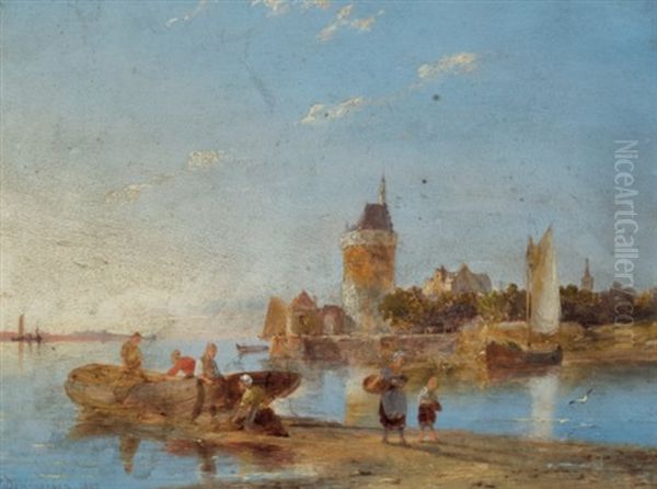 Hoorn On The Zuiderzee Holland Oil Painting by Pieter Cornelis Dommershuijzen