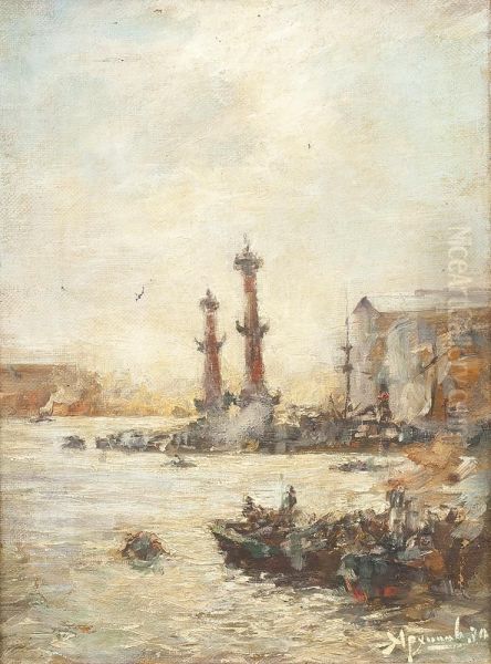 Hafenansicht Von St. Petersburg Oil Painting by Abram Efimovich Arkhipov