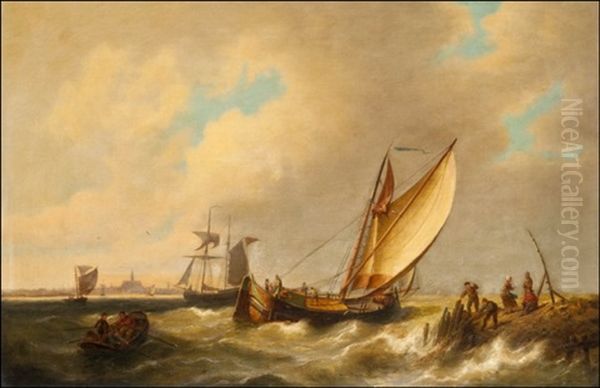 Ships Of Haarlem Oil Painting by Pieter Cornelis Dommershuijzen