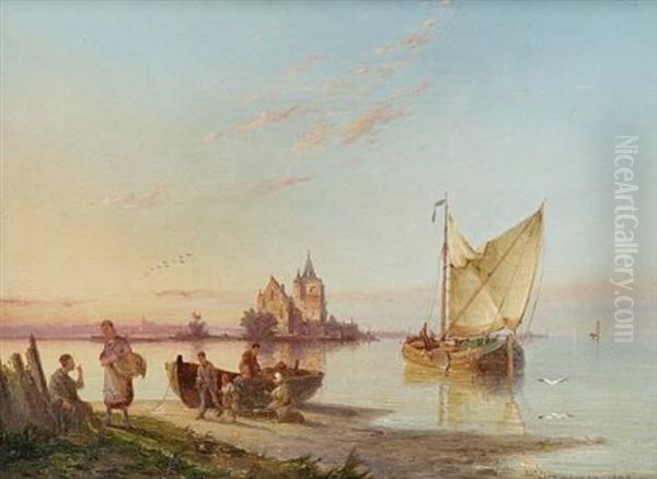 On The Borruse, Holland Oil Painting by Pieter Cornelis Dommershuijzen