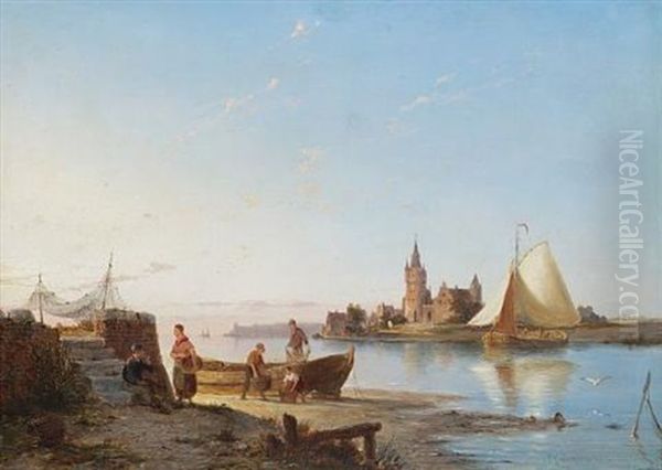 Amersfoord (+ Elburg On The Zuiderzee; Pair) Oil Painting by Pieter Cornelis Dommershuijzen