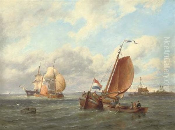 On The Zuiderzee-holland Oil Painting by Pieter Cornelis Dommershuijzen