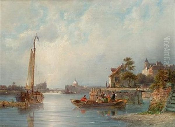 The Zandhoek, Amsterdam Oil Painting by Pieter Cornelis Dommershuijzen