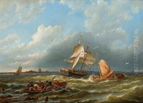 Near Dokkum, Holland Oil Painting by Pieter Cornelis Dommershuijzen