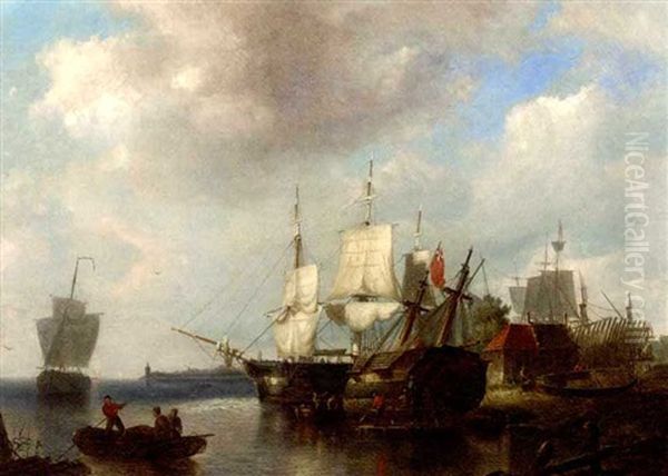 The Shipyard Oil Painting by Pieter Cornelis Dommershuijzen