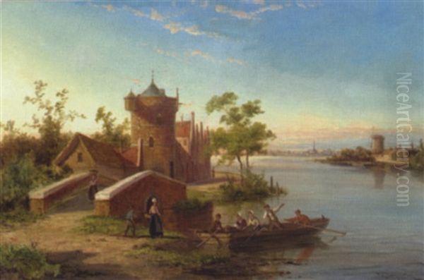 Flusslandschaft Oil Painting by Pieter Cornelis Dommershuijzen