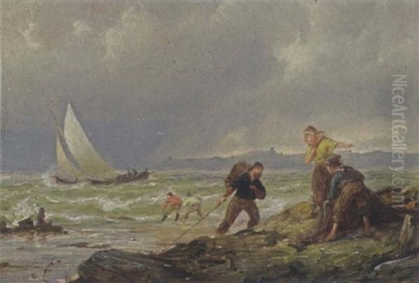 Stormy Weather Off The Coast Oil Painting by Pieter Cornelis Dommershuijzen