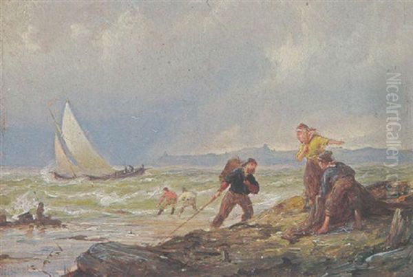 Stormy Weather Off The Coast Oil Painting by Pieter Cornelis Dommershuijzen