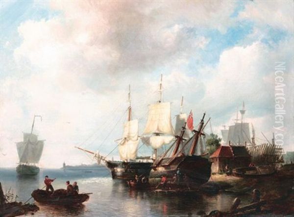 Repairing The Hull Oil Painting by Pieter Cornelis Dommershuijzen