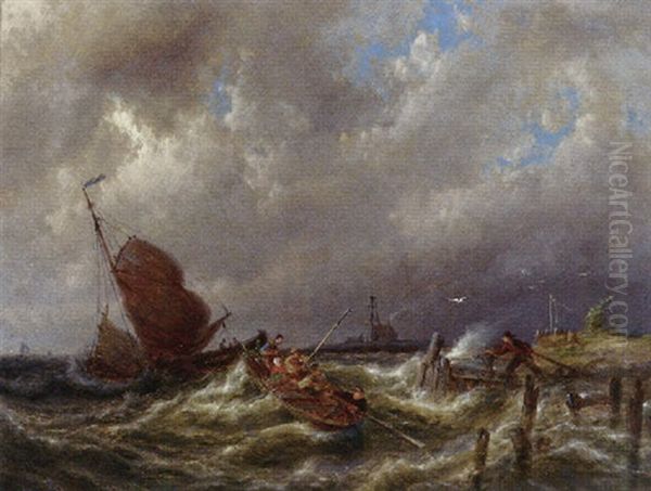 Eemnes On The Zuiderzee, Holland Oil Painting by Pieter Cornelis Dommershuijzen