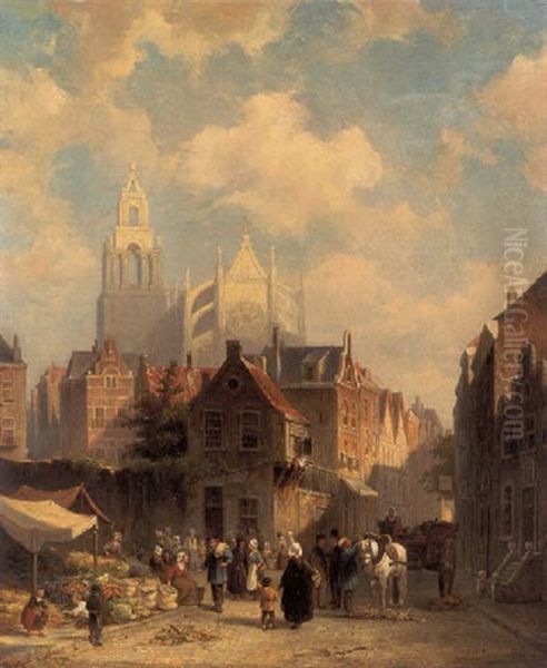 Vegetable Market Oil Painting by Pieter Cornelis Dommershuijzen