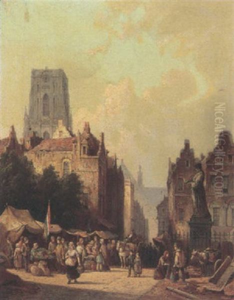 Street Scene Oil Painting by Pieter Cornelis Dommershuijzen