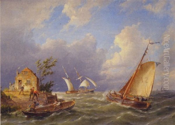 On The Isle Of Arneland, Holland Oil Painting by Pieter Cornelis Dommershuijzen