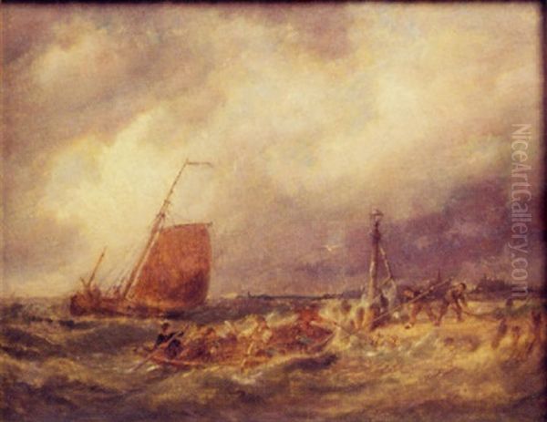 Marine, Blokzyl On The Zviderzee, Hollande Oil Painting by Pieter Cornelis Dommershuijzen