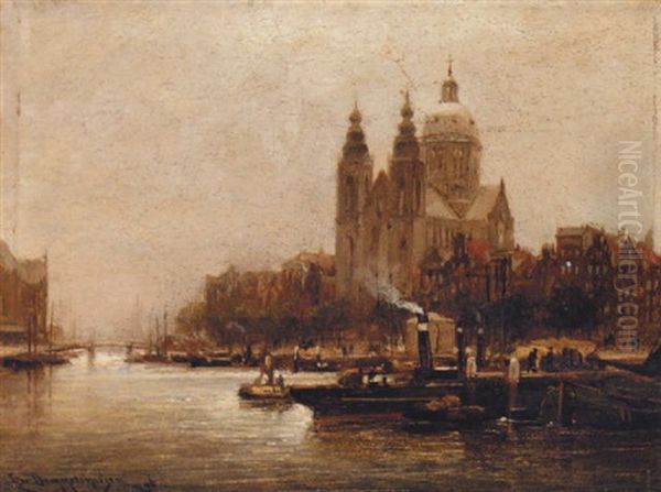 St. Nicolas Church, Amsterdam Oil Painting by Pieter Cornelis Dommershuijzen