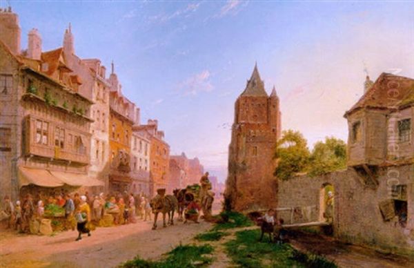 Stadsgezicht Te Rouen Oil Painting by Pieter Cornelis Dommershuijzen