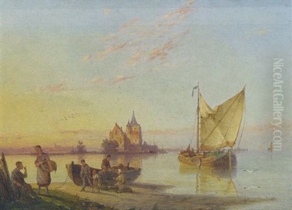 On The Borruse, Holland Oil Painting by Pieter Cornelis Dommershuijzen