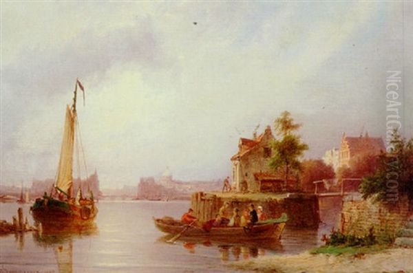 The Zandhoek, Amsterdam Oil Painting by Pieter Cornelis Dommershuijzen