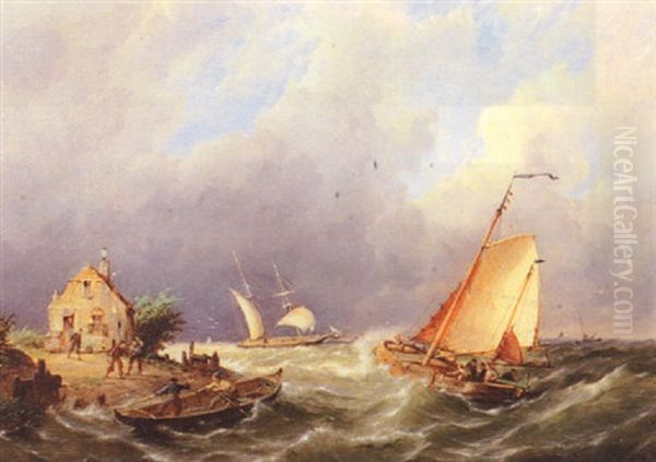 On The Isle Of Ameland Off The Coast Of Friesland, Holland Oil Painting by Pieter Cornelis Dommershuijzen