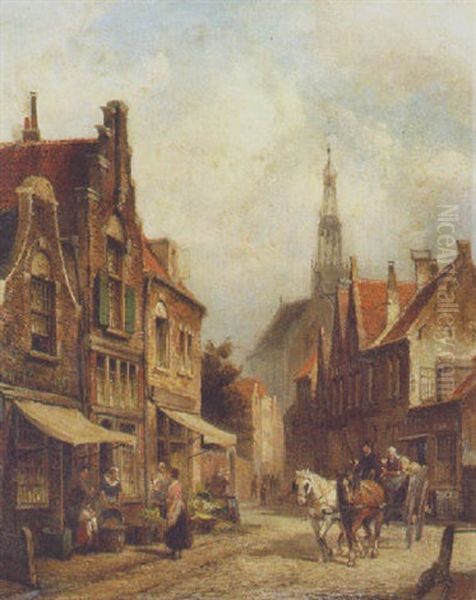 Street Alkmaar, Holland Oil Painting by Pieter Cornelis Dommershuijzen