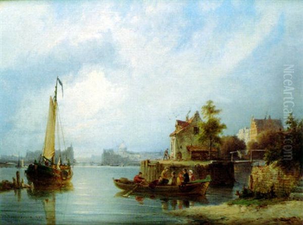 The Zandhoek, Amsterdam Oil Painting by Pieter Cornelis Dommershuijzen