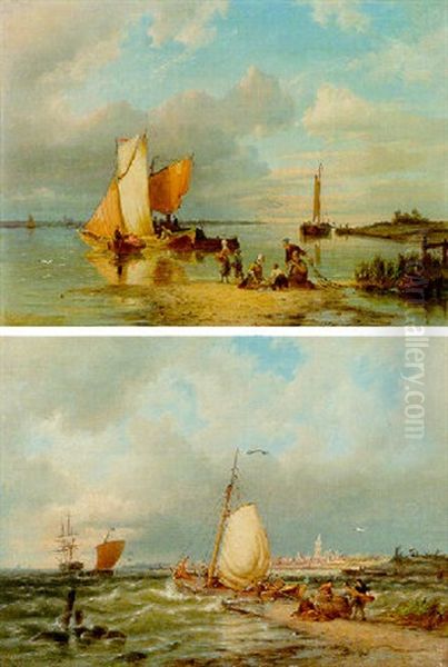 Off Monnikendam, Holland Oil Painting by Pieter Cornelis Dommershuijzen