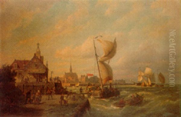 Flushing, Holland Oil Painting by Pieter Cornelis Dommershuijzen