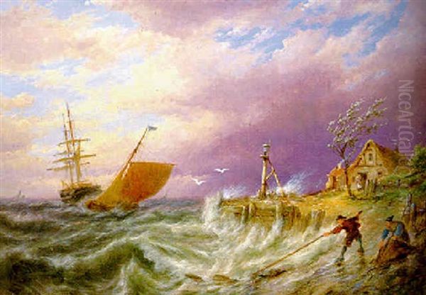 On The Isle Of Wieringen On The Zuider Zee, Holland Oil Painting by Pieter Cornelis Dommershuijzen