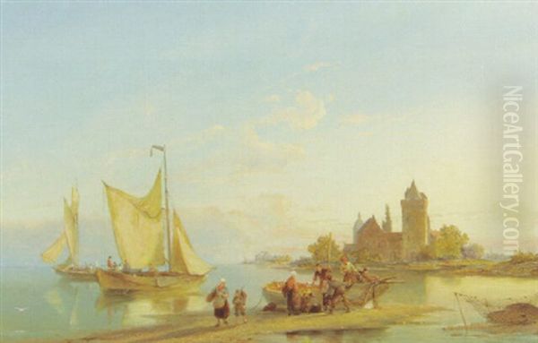 Doesburg On The Waal Oil Painting by Pieter Cornelis Dommershuijzen