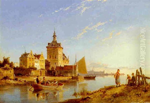 The Harbor Of Delfzijl Oil Painting by Pieter Cornelis Dommershuijzen