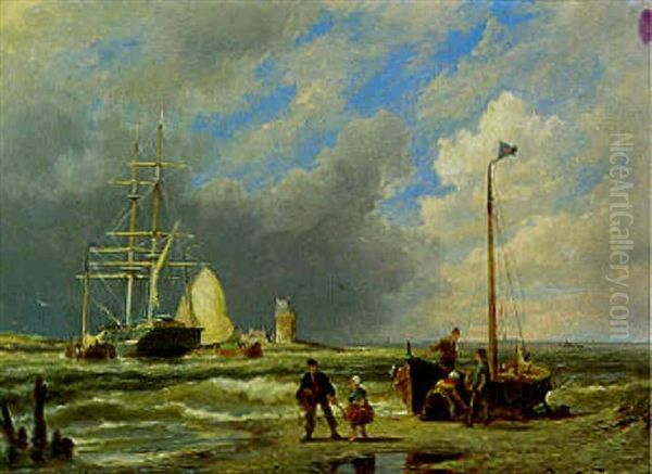 Enkuizen On The Zuiderzee Oil Painting by Pieter Cornelis Dommershuijzen