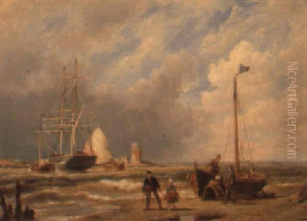 Enkhuizen On The Zuiderzee, Holland Oil Painting by Pieter Cornelis Dommershuijzen