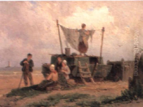 Drying The Nets by Pieter Cornelis Dommershuijzen