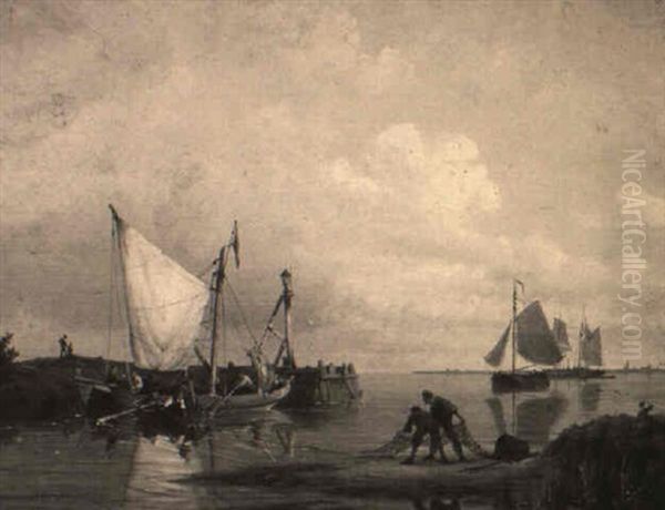 On The Zuider Zee, Holland by Pieter Cornelis Dommershuijzen