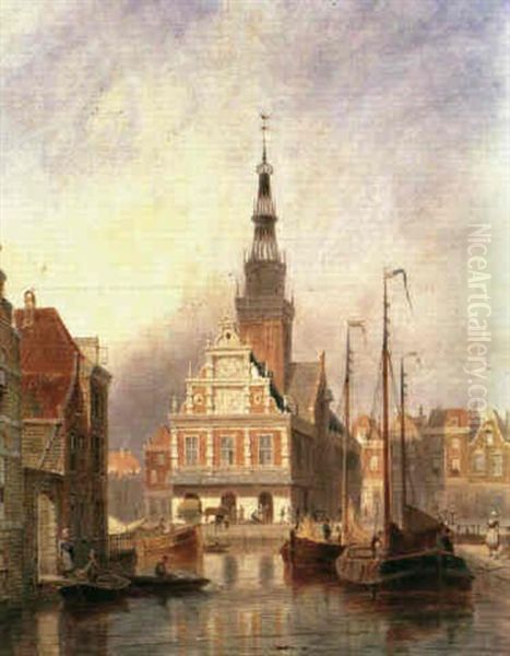 The Weighing House, Alkmaar, Holland Oil Painting by Pieter Cornelis Dommershuijzen